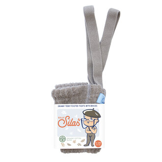 Silly Silas Silly Silas GRANNY TEDDY FOOTED cotton tights oyster grey
