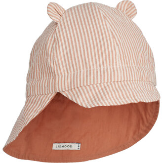 Liewood Liewood Gorm Reversible Seersucker Sun Hat Stripe Tuscany rose / Sandy