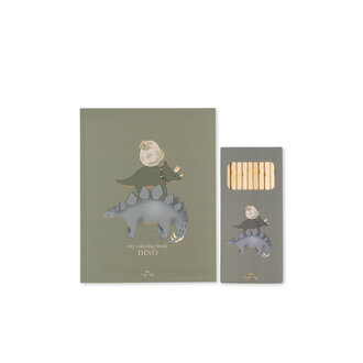Konges Slojd Konges Slojd coloring book and crayons dino