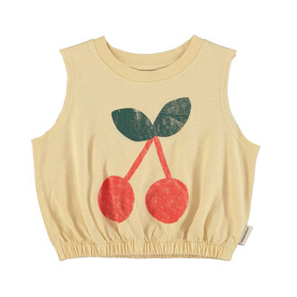 Piupiuchick Piupiuchick Sleeveless top sand w/ cherry print