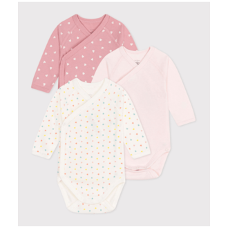 Petit Bateau Petit Bateau A0DCT set van 3 omslagbody's hearts pink
