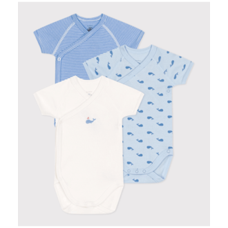 Petit Bateau Petit Bateau A0CCZ set van 3 omslagbody's met korte mouwen blauw
