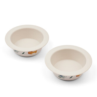 Liewood Liewood Peony Printed Suction Bowl 2-Pack Safari sandy mix