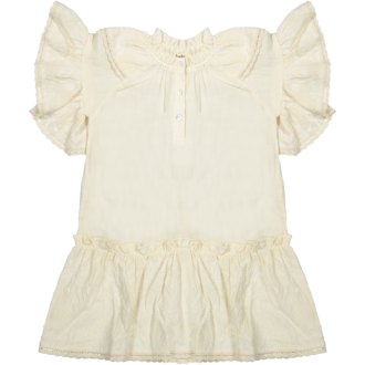 Baje studio Baje studio NOVA Ruffle dress woven AOP off-white shell