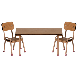 Maileg Maileg Table and chair set Mouse Dark powder