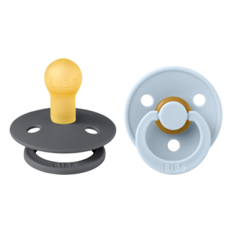 BIBS BIBS ROUND T1 0-6M iron/baby blue