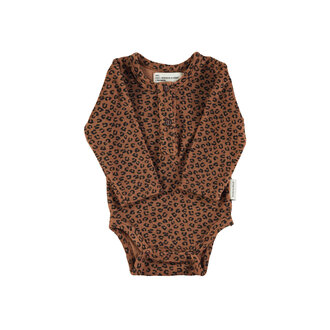 Piupiuchick Piupiuchick Baby long sleeve body Brown w/ animal print