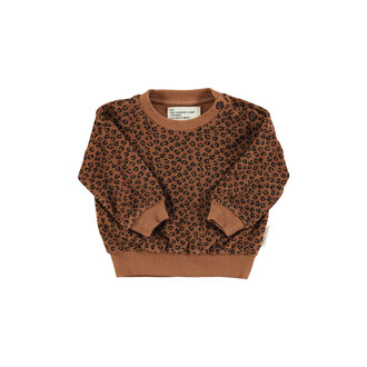 Piupiuchick Piupiuchick Baby Terry cotton sweatshirt Brown w/ animal print