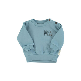 Piupiuchick Piupiuchick Baby Sweatshirt Blue w/ "rock stars" print