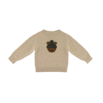 Donsje Donsje Baby Denn Merino Wool Sweater Bear Biscotti Melange Donsje Donsje Baby Denn Merino Wool Sweater Bear Biscotti Melange