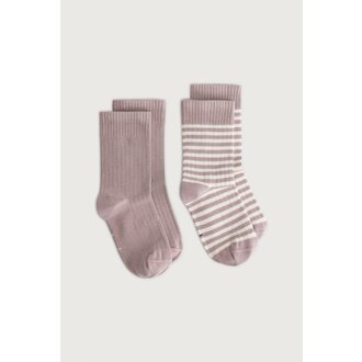 Gray Label Gray Label Ribbed Socks 2-pack Berry Cream