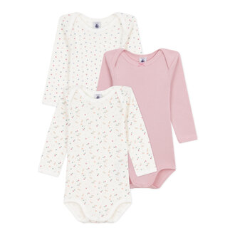 Petit Bateau Petit Bateau A0ED1 set van 3 body's florals pink