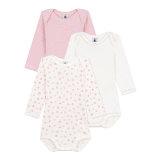 Petit Bateau Petit Bateau A0EED set van 3 body's hearts pink