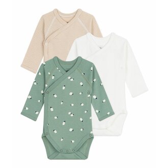 Petit Bateau Petit Bateau A0DZP set van 3 omslagbody's sheep Petit Bateau Petit Bateau A0DZP set van 3 omslagbody's sheep