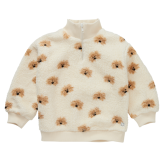 Sproet & Sprout Sproet & Sprout Teddy mock zip dog print Ivory