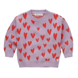 Sproet & Sprout Sproet & Sprout Sweater intarsia hearts Lavender