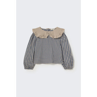 Cozmo Cozmo Gingham flannel blouse stone Cozmo Cozmo Gingham flannel blouse stone