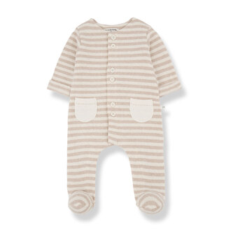 1 + in the family 1 + in the family MILO jumpsuit w/feet beige 1 + in the family 1 + in the family MILO jumpsuit w/feet beige