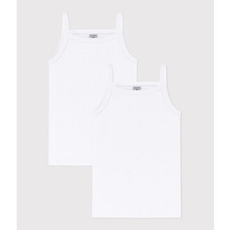 Petit Bateau Petit Bateau A0AA6 set van 2 meisjeshemdjes met spaghettibandjes wit