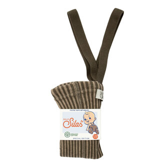 Silly Silas Silly Silas FOOTED cotton tights seaweed brown x peanut striped