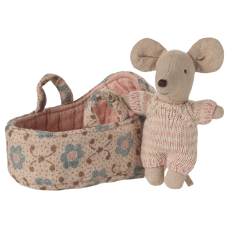 Maileg Maileg Baby mouse in carry cot Rose