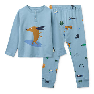 Liewood Liewood Wilhelm Printed Pyjamas Set  Dog / fun / beach blue / mix