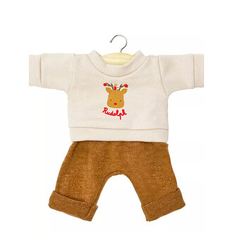 Minikane Minikane Rudolph set linen fleece top and caramel knit pants