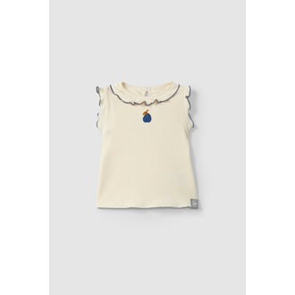 Snug Snug Ribbed jersey singlet embroidery Indigo