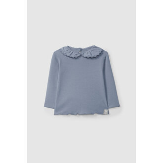 Snug Snug Longsleeve ribbed jersey English Embroidery collar Indigo