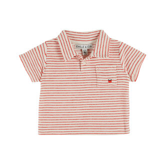 Emile et Ida Emile Et Ida polo eponge rayure coquelicot