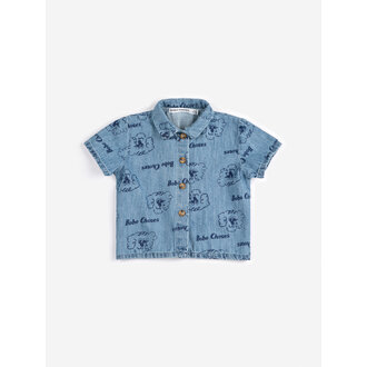 Bobo Choses Bobo Choses Pickles The Dog all over denim shirt