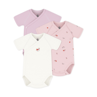 Petit Bateau Petit Bateau A0FAU set van omslagbody's met korte mouwen bloemen roze