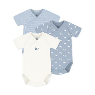 Petit Bateau Petit Bateau A0FAR set van omslagbody's met korte mouwen walvis blauw