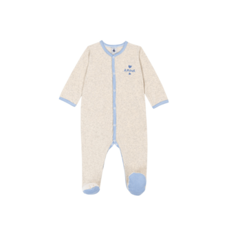Petit Bateau Petit Bateau A0FIP fluwelen babypyjama amour blauw