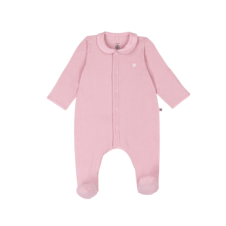 Petit Bateau Petit Bateau A0F2U fluwelen babypyjama effen kraag roze