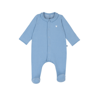 Petit Bateau Petit Bateau A0F2I fluwelen babypyjama effen kraag blauw