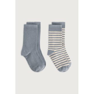 Gray Label Gray Label Ribbed Socks 2-pack Stone Grey - Cream
