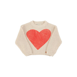 Piupiuchick Piupiuchick knitted sweater ecru red heart