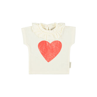 Piupiuchick Piupiuchick baby t'shirt collar ecru red heart