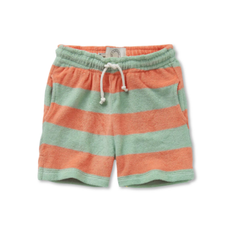Sproet & Sprout Sproet & Sprout Terry shorts block stripes  Silt green