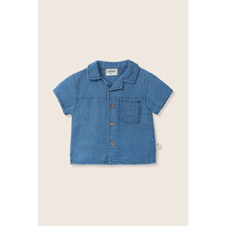 Cozmo Cozmo denim gauze cotton baby shirt blue