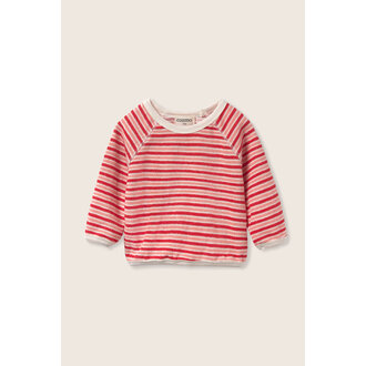 Cozmo Cozmo striped terry cloth baby sweatshirt pink tomato
