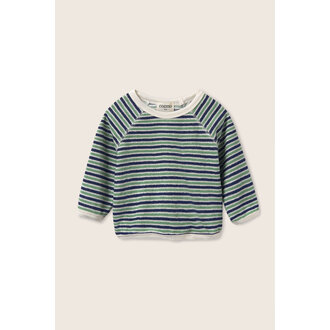 Cozmo Cozmo striped terry cloth baby sweatshirt blue green