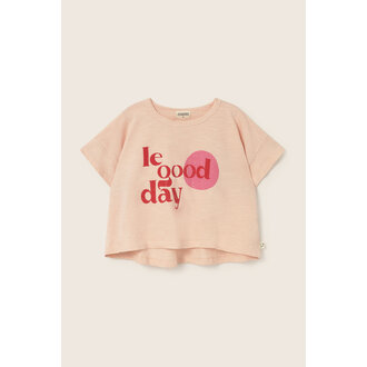 Cozmo Cozmo soft slub cotton print T-shirt le good day cloud pink