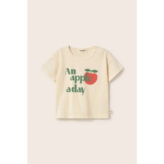 Cozmo Cozmo soft slub cotton print baby T-shirt apple ivory