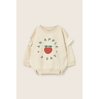 Cozmo Cozmo soft fleece print ruffle baby sweatshirt ivory