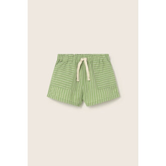 Cozmo Cozmo striped linen look cotton baby shorts green