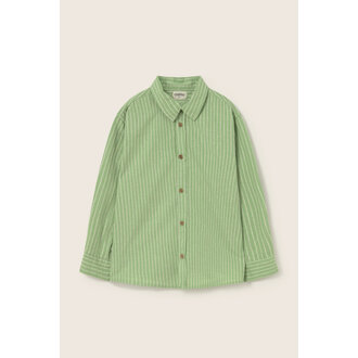 Cozmo Cozmo striped linen look cotton shirt green