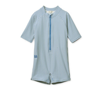 Liewood Liewood Max Seersucker Shortsleeve Swim Jumpsuit stripe Riverside / Creme de la creme