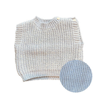 Pequeño Tocón Pequeño Tocón vest tricot cotton melange blue
